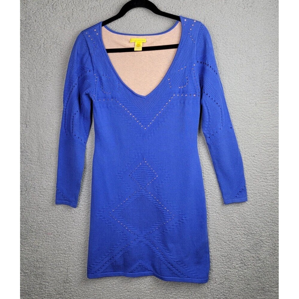Catherine Malandrino Sweater Dress Womens M Blue Pink Lining Mobwife Bodycon